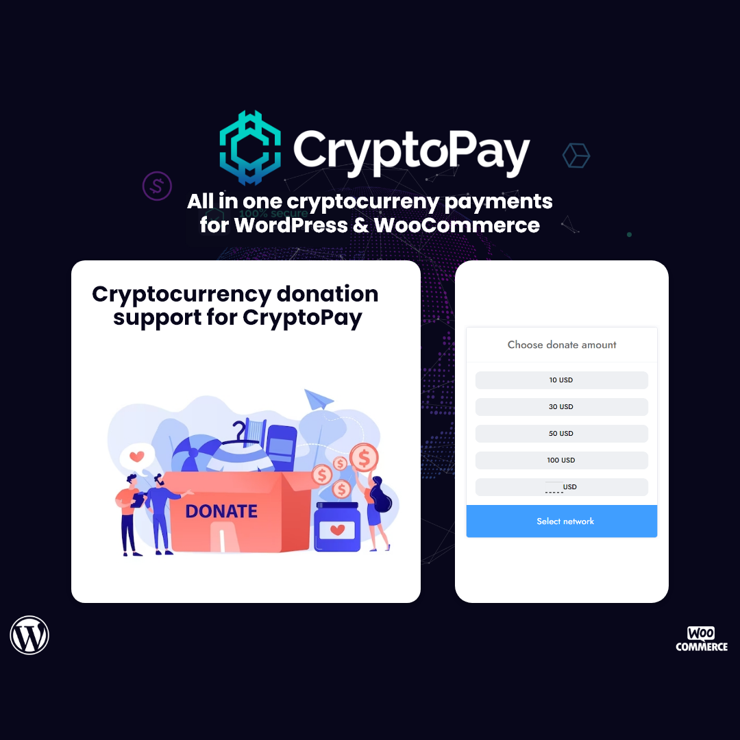 Cryptocurrency donation support for CryptoPay
